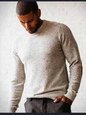 Lello Men's Speckled Cream Crewneck Sweater XXL BNWOT